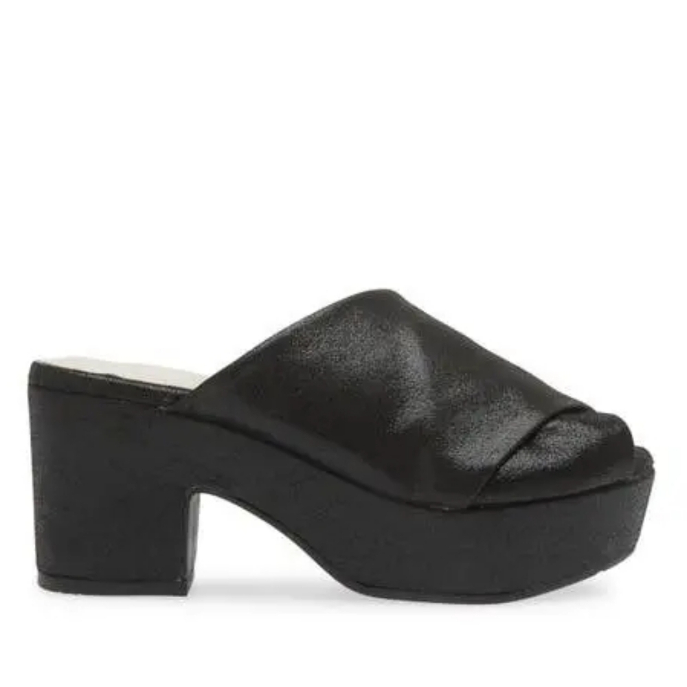 CHOCOLAT BLU CrissCross Platform Sandal Slide Black Shimmer NWOT Unworn 10 - Picture 6 of 14